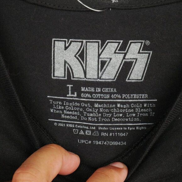 KISS Men T-Shirt Size L Style World Tour 77 Print Licensed Retro Black - Picture 3 of 9